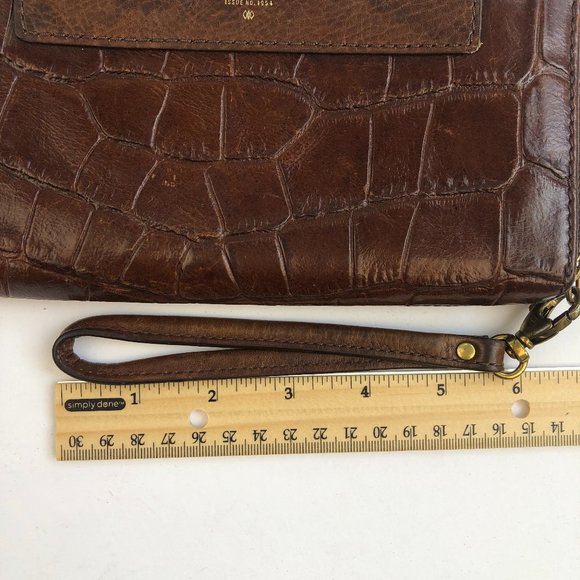Fossil Brown Leather Croc Embossed Amanda Zip Around Wallet / Wristlet Timeless - Picture 15 of 17